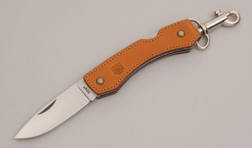 Sog Knives Leather Lock Folder with Steel Frame handle material - Obverse Side - Item #KLC12691