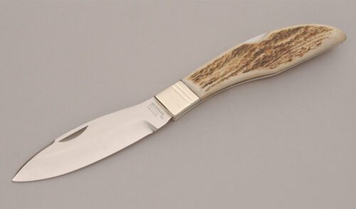 Grohmann Knives 300 Lockback Folder with Stag Handle Scales handle material - Obverse Side - Item #KLC12715