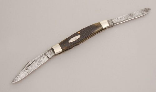 Case Cutlery 6275 SP Moose with Green Jigged Bone Scales handle material - Obverse Side - Item #KLC12730
