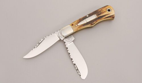 Al Crenshaw Custom Trapper with Stag Handle Scales handle material - Obverse Side - Item #KLC12736