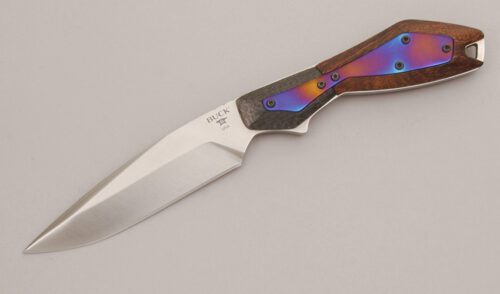 Buck Knives Legacy Collection "Verge" with Ironwood/Carbon Fiber Scales handle material - Obverse Side - Item #KLC12740