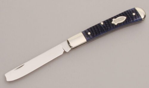 Canal Street Cutlery Union Cutlery Razor with Blue Rope Jigged Bone Scales handle material - Obverse Side - Item #KLC12754