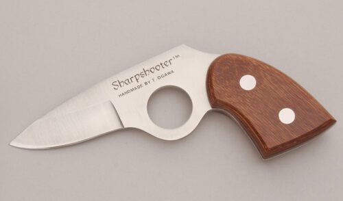 Sharpshooter T. Ogawa Pistol Shaped Knife with Laminated Wood Scales handle material - Obverse Side - Item #KLC12769