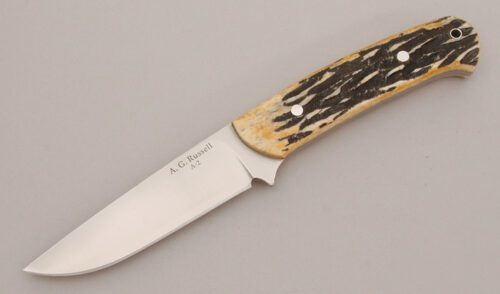 A.G. Russell Hunter with Antique Stag Bone Scales handle material - Obverse Side - Item #KLC12777