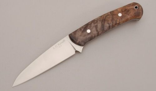 A.G. Russell Hunter with Black Maple Burl Wood Scales handle material - Obverse Side - Item #KLC12780