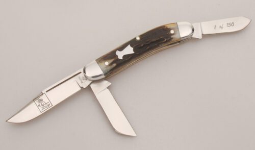 Queen Cutlery Bill Ruple Sowbelly with Stag Handle Scales handle material - Obverse Side - Item #KLC12793
