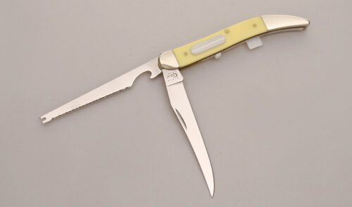 Case Cutlery Fishing Knife Set with Yellow Delrin Scales handle material - Obverse Side - Item #KLC12799