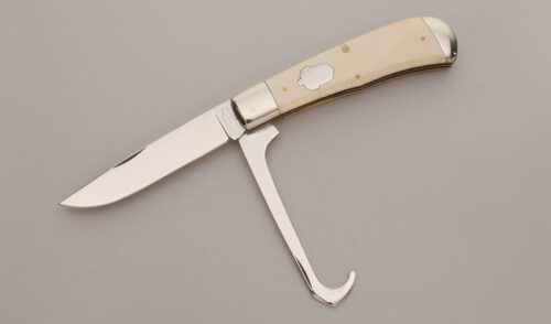 Cattaraugus Cutlery Riders Trapper with Mammoth Ivory Handle Scales handle material - Obverse Side - Item #KLC12803