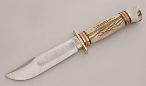Marble's Knives Model 46 Ideal with Pinned Two Piece Stag Handle handle material - Obverse Side - Item #KLC12813