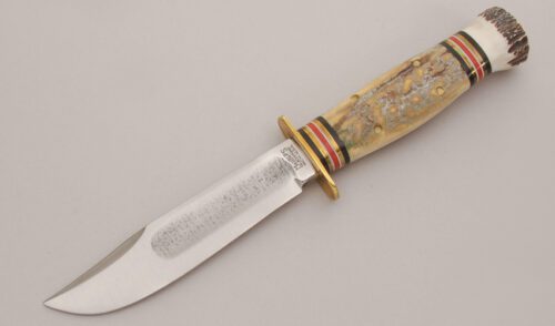 Marble's Knives Model 46 Ideal with Pinned Two Piece Stag Handle handle material - Obverse Side - Item #KLC12815