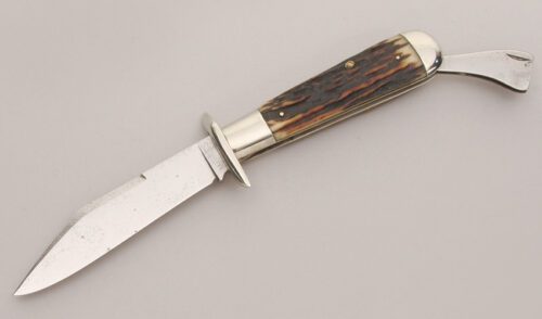Marble's Knives Safety Folder with Stag Handle Scales handle material - Obverse Side - Item #KLC12818