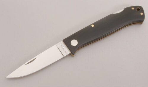 Kershaw Knives Model 1993-2 Gents Lockback with Black Linen Micarta Scales handle material - Obverse Side - Item #KLC12830