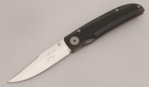 Klotzli Knives Walker Design Linerlock with Black G-10 Frame handle material - Obverse Side - Item #KLC12834