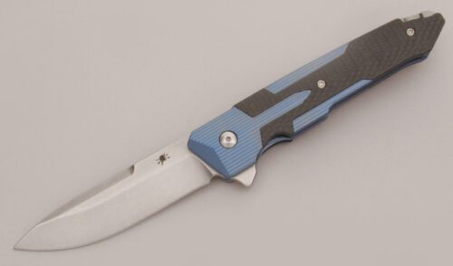 Spartan Blades Kranos Flipper with Blue Anodized Titanium Frame handle material - Obverse Side - Item #KLC12836