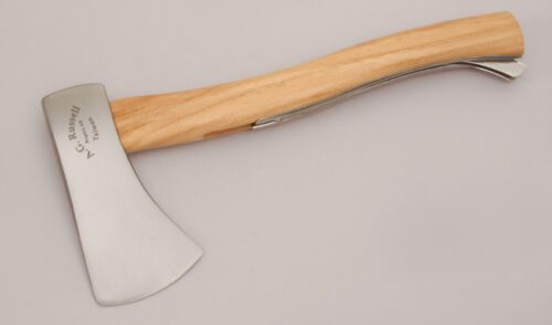 A.G. Russell Pocket Safety Axe with Hickory Wood Handle handle material - Obverse Side - Item #KLC12855