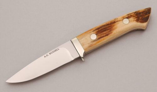 A.G. Russell Gents Hunter with Mammoth Bark Ivory Scales handle material - Obverse Side - Item #KLC12868