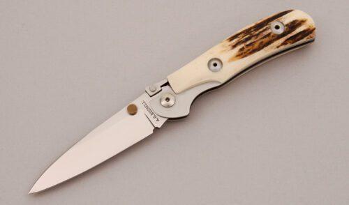 A.G. Russell K87C One Hand Knife with Stag Handle Scales handle material - Obverse Side - Item #KLC12871