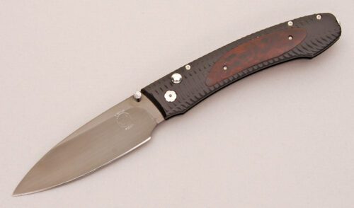 William Henry Knives E10 EDC Button Lock Folder with Machined Aluminum Frame handle material - Obverse Side - Item #KLC12878