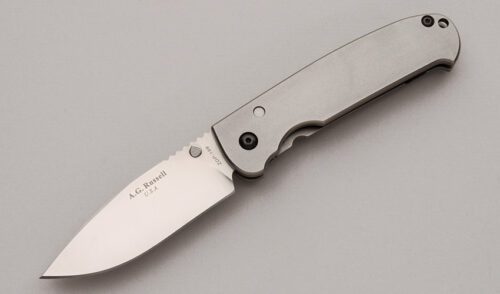 A.G. Russell Acies I Framelock Folder with Titanium Frame handle material - Obverse Side - Item #KLC12879