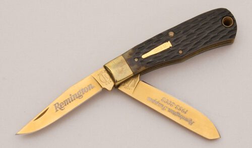 Remington Knives Limited Edition Baby Bullet with Black Jigged Bone Scales handle material - Obverse Side - Item #KLC12892