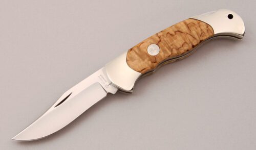 Boker Knives Medium Lockback Folder with Curly Birch Handle Scales handle material - Obverse Side - Item #KLC12895