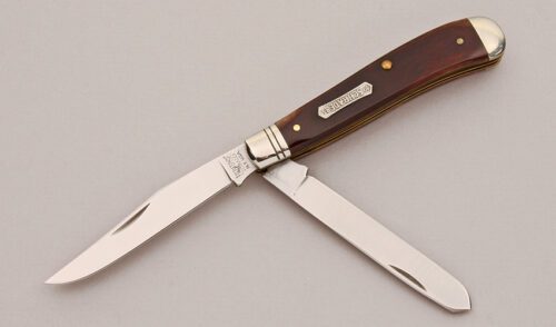 Schrade Cutlery 2941 Heritage Trapper with Smooth Brown Bone Scales handle material - Obverse Side - Item #KLC12898