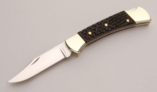 Jim Thompson Lockback Folder with Black Jigged Bone Scales handle material - Obverse Side - Item #KLC12916
