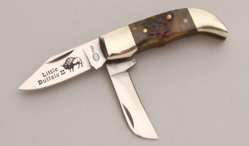 United Cutlery Little Buffalo II Mini Clasp with Stag Handle Scales handle material - Obverse Side - Item #KLC12924
