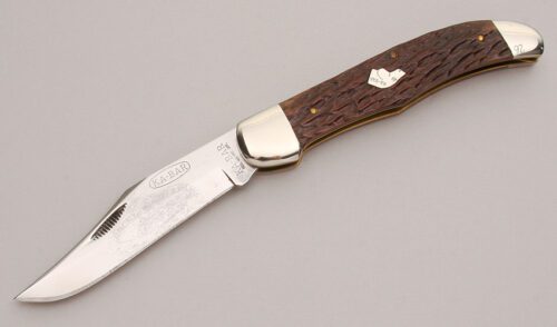 Ka-Bar Knives Folding Hunter with Brown Jigged Bone Scales handle material - Obverse Side - Item #KLC12925