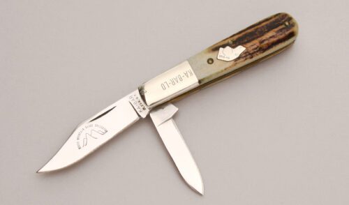 Ka-Bar Knives Dog Head Club Barlow Knife with Stag Handle Scales handle material - Obverse Side - Item #KLC12928