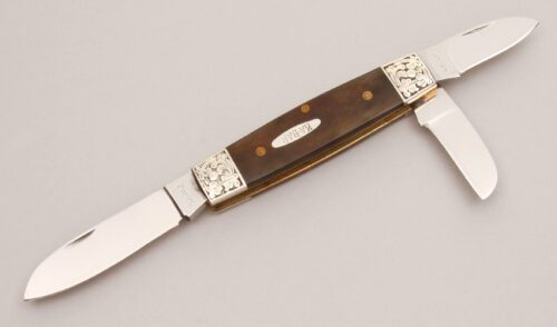 Ka-Bar Knives BXC-90 Boxcar Whittler with Smooth Mahogany Bone Scales handle material - Obverse Side - Item #KLC12930