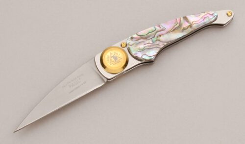 Lone Wolf Knives Paul Perfecto with Green Abalone Scales handle material - Obverse Side - Item #KLC12941