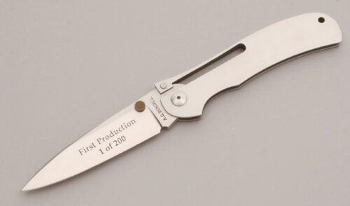 A.G. Russell K87C One Hand Knife with Stainless Steel Frame handle material - Obverse Side - Item #KLC12953