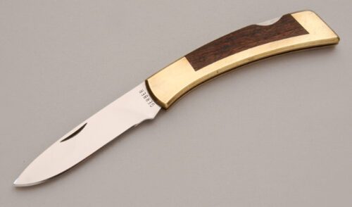 Gerber Knives Folding Sportsman IID with Brass Frame handle material - Obverse Side - Item #KLC12957