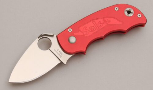 Spyderco Knives C71CBP Salsa with Red Anodized Aluminum Frame handle material - Obverse Side - Item #KLC12964