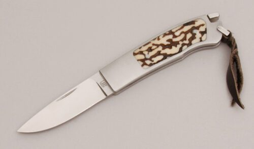 A.G. Russell Ron Lake Tail Lock Folder with Stainless Steel Frame handle material - Obverse Side - Item #KLC12967