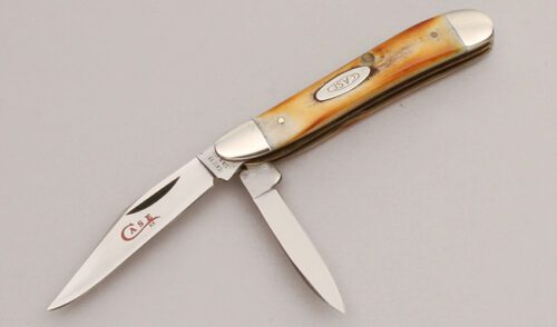 Case Cutlery 5220 SSP Peanut with Stag Handle Scales handle material - Obverse Side - Item #KLC13001