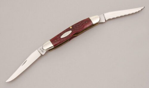 Case Cutlery 1981 Muskrat with Red Jigged Bone Scales handle material - Obverse Side - Item #KLC13006