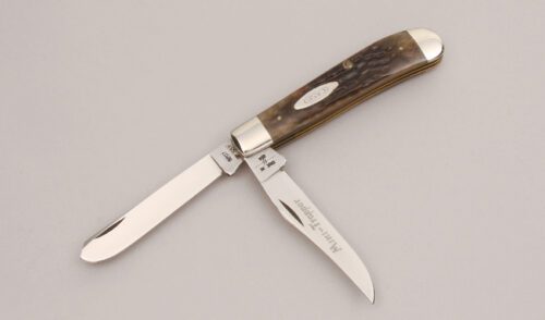 Case Cutlery 6207 Mini Trapper with Brown Jigged Bone Scales handle material - Obverse Side - Item #KLC13007