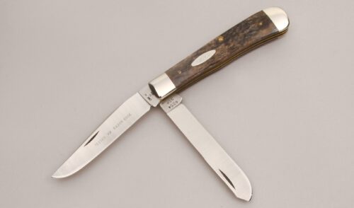 Case Cutlery 6254 SSP Trapper with Brown Jigged Bone Scales handle material - Obverse Side - Item #KLC13010