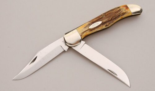 Case Cutlery 5265 SAB Folding Hunter with Stag Handle Scales handle material - Obverse Side - Item #KLC13025