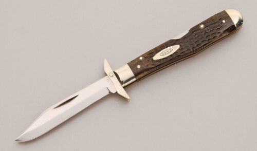 Case Cutlery 6111 1/2L Cheetah Lockback with Brown Jigged Bone Scales handle material - Obverse Side - Item #KLC13026