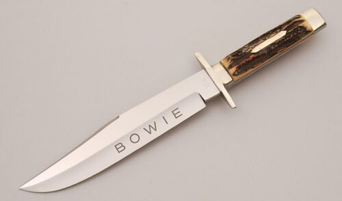 F.A. Bower Imp. Co. Bowie with Stag Handle Scales handle material - Obverse Side - Item #KLC13029