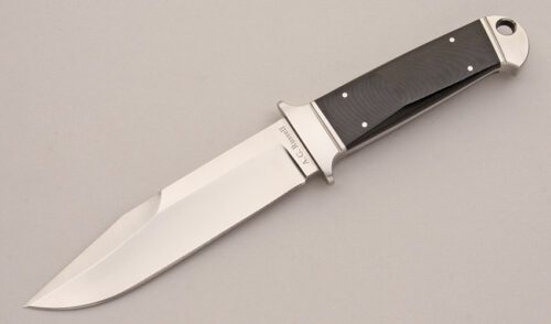A.G. Russell Forged Chute Knife with Ebony Rucarta Scales handle material - Obverse Side - Item #KLC13044