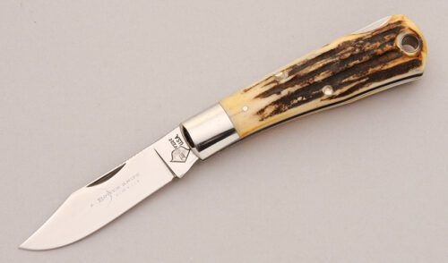 Bowen Knives R 1306B Lockback Folder with Stag Handle Scales handle material - Obverse Side - Item #KLC13046