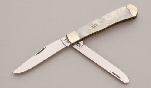 Case Cutlery 3254 Trapper with Faux Pearl Handle Scales handle material - Obverse Side - Item #KLC13074