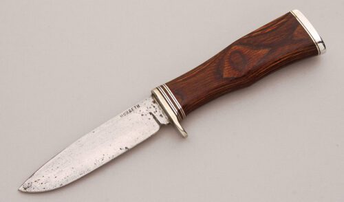 Morseth Knives Hunter with Wood Micarta Handle handle material - Obverse Side - Item #KLC13092