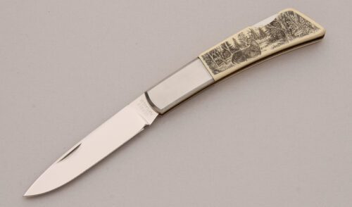 Gerber Knives 7728 Silver Knight 300 A with Ivory Micarta Scales handle material - Obverse Side - Item #KLC13097