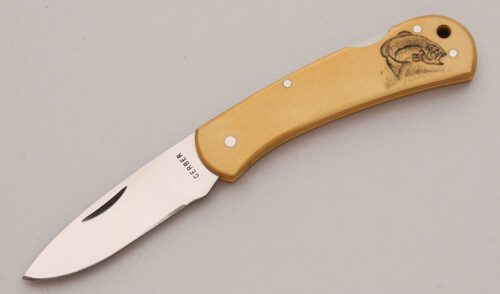 Gerber Knives Classic LST Lockback with Ivory Micarta Frame handle material - Obverse Side - Item #KLC13098