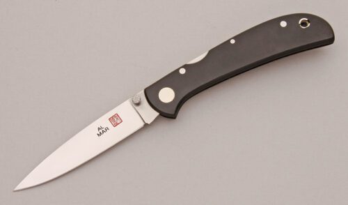 Al Mar Knives Falcon Midlock Folder with Black Micarta Frame handle material - Obverse Side - Item #KLC13121